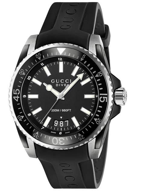 gucci stainless steel automatic leather-strap watch|Gucci watch rubber strap replacement.